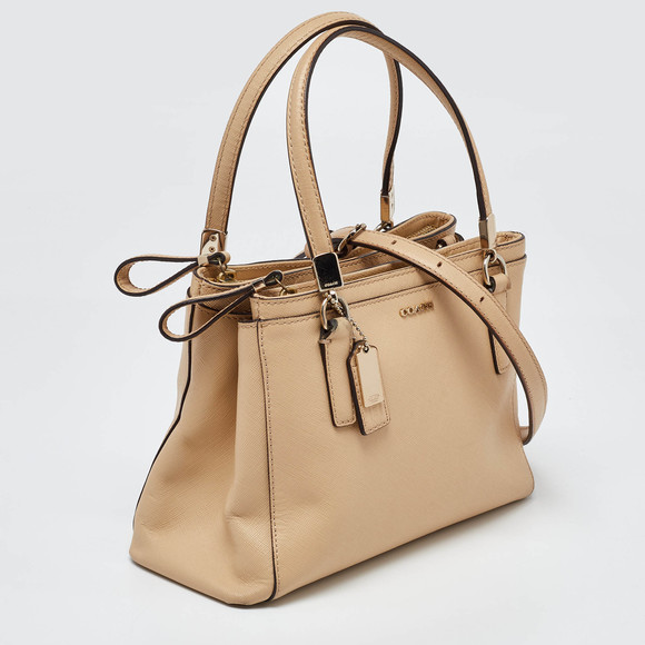 COACH Beige Leather Mini Christie Carryall Double Zip Tote - Picture 3 of 8